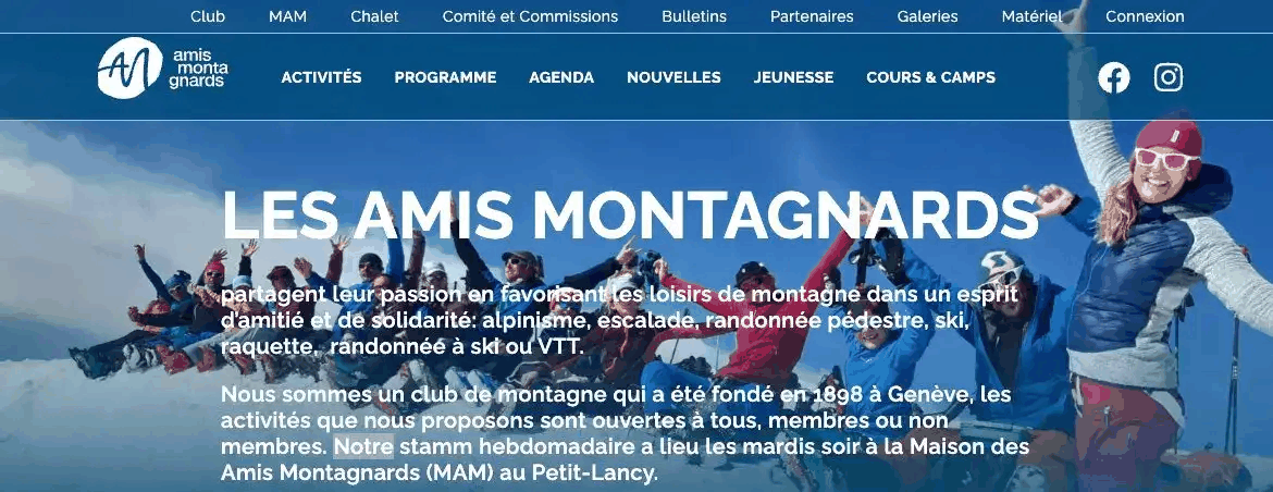 Aperçu de la refonte du site Les Amis Montagnards